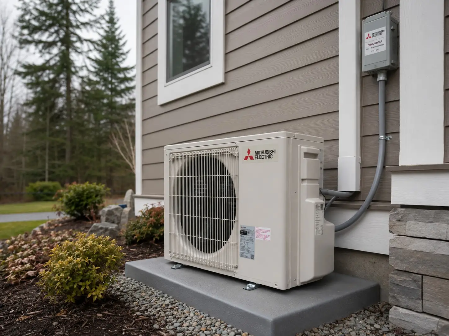 AC installation in Puyallup, WA — newly installed central AC outdoor unit by Pinnacle Air Control