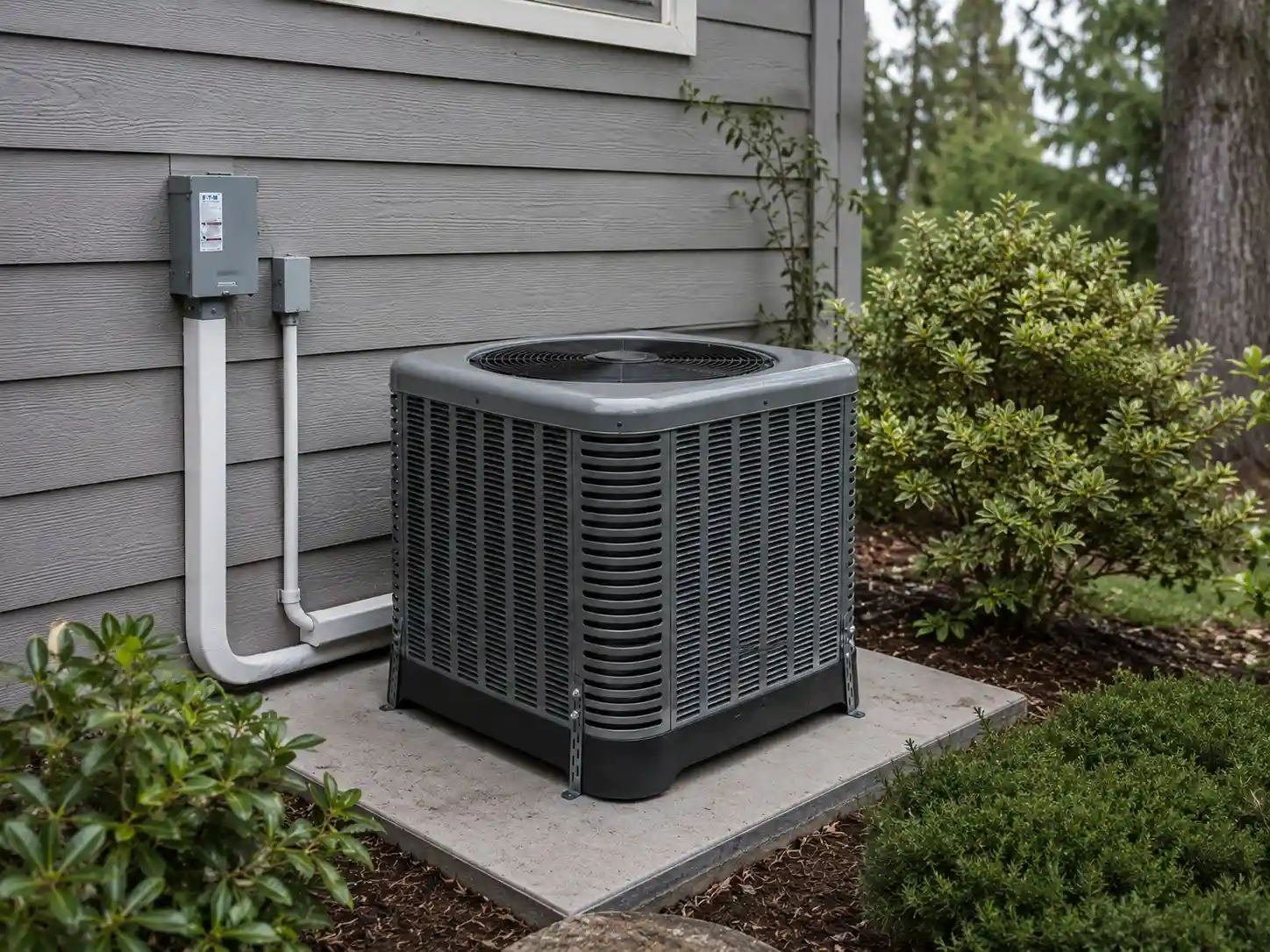 Heat pump installation in Puyallup, WA — high-efficiency heat pump condenser by Pinnacle Air Control