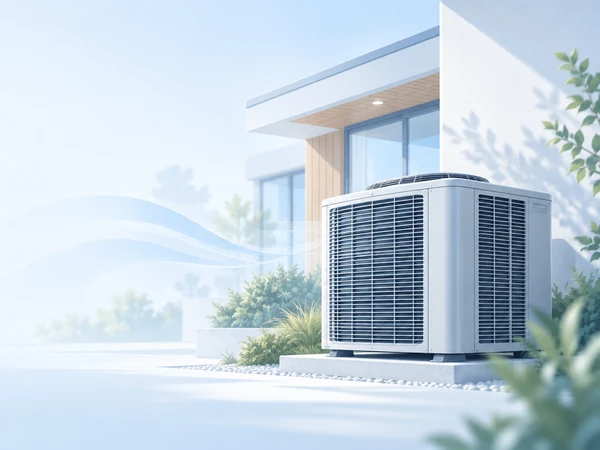 Pinnacle Air Control cooling: a central AC condenser beside a modern Puyallup, WA home