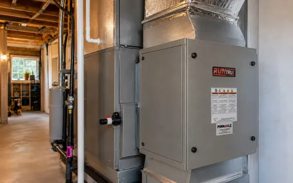 Air handler and sealed supply ductwork in a Puyallup, WA basement