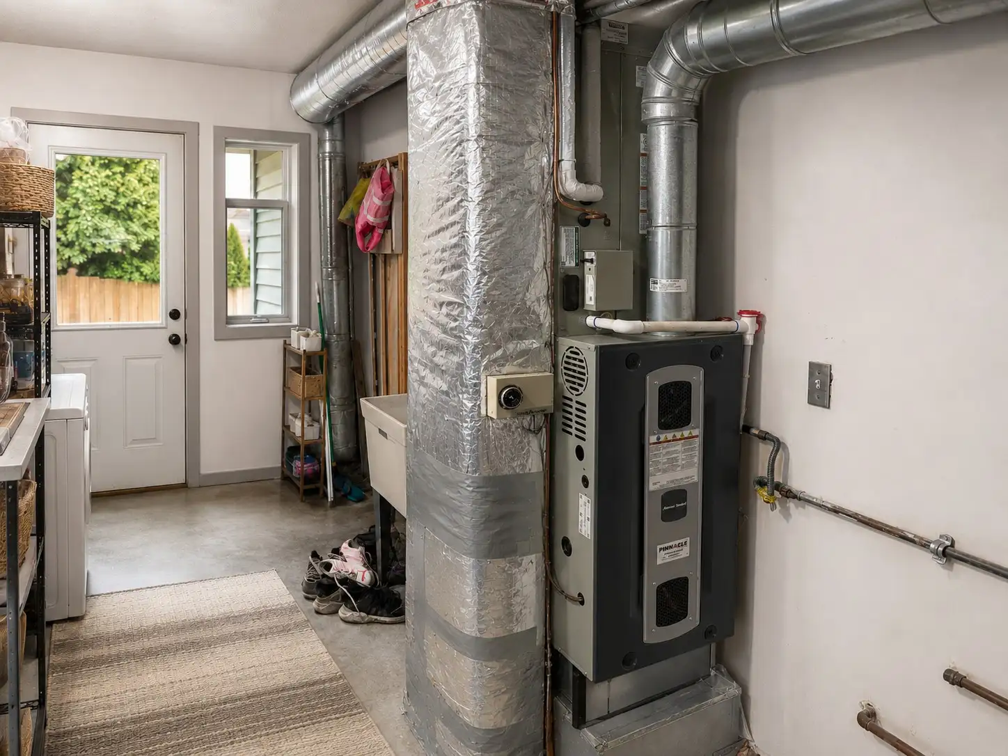 Furnace and ductwork in a Pierce County, WA home serviced by Pinnacle Air Control